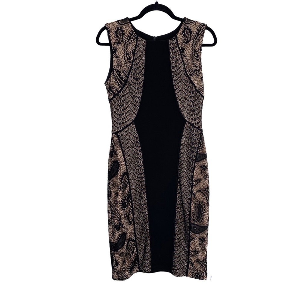 Joseph Ribkoff paisley lace black sheath dress